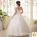 Cap sleeve lace applique cheap puffy ball gown floor length plus size wedding dress